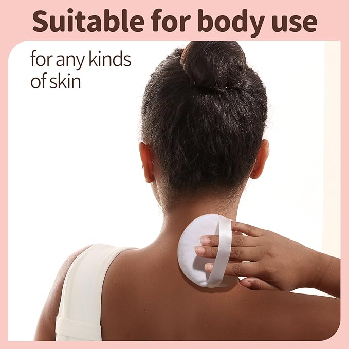 Teenitor 2pcs Powder Puff 3.54inch Medium Body Powder Puff, Powder Puff for Body Powder, Powder Puffs, Soft Velour Powder Puffs, Body Powder Puff and Container White