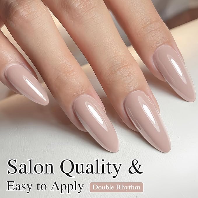 Double Rhythm 15ML Gel Polish Pure Sheer Same Color Same Bottle Soak Off Gel Polish Art Manicure Salon DIY at Home for Women (Milky Khaki-A1467)