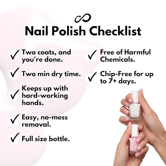 Eternal White Nail Polish Set for Women (OH LA LA) - Clear Nail Polish Set for Girls - Lasting & Quick Dry Light Non Toxic Nail Polish Kit for Home DIY Mani Pedi - Made in USA, 13.5mL (Set of 5)