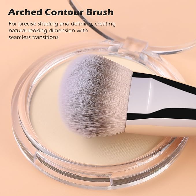 TEOYALL Dual-Ended Contour Concealer Brush, Sculpting Defining and Angled Under Eye Synthetic Bristles for Liquid Cream Powder