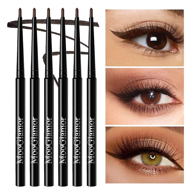 12 Pcs Black and Brown Eyeliner Pencil Gel Eyeliner Pen with Retractable and Waterproof Eye Liner for Bold and Defined Eye Liner (6 Black+6 Brown)