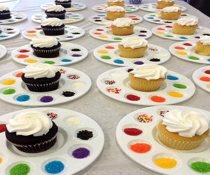 100 PCS Paint Tray Palettes for Kids, Plastic Paint Pallet with 10 Wells, inifus Acrylic Artist Paint Tray Palette for Kids, Students to Acrylic Oil Watercolor Craft Supplies DIY Art Painting