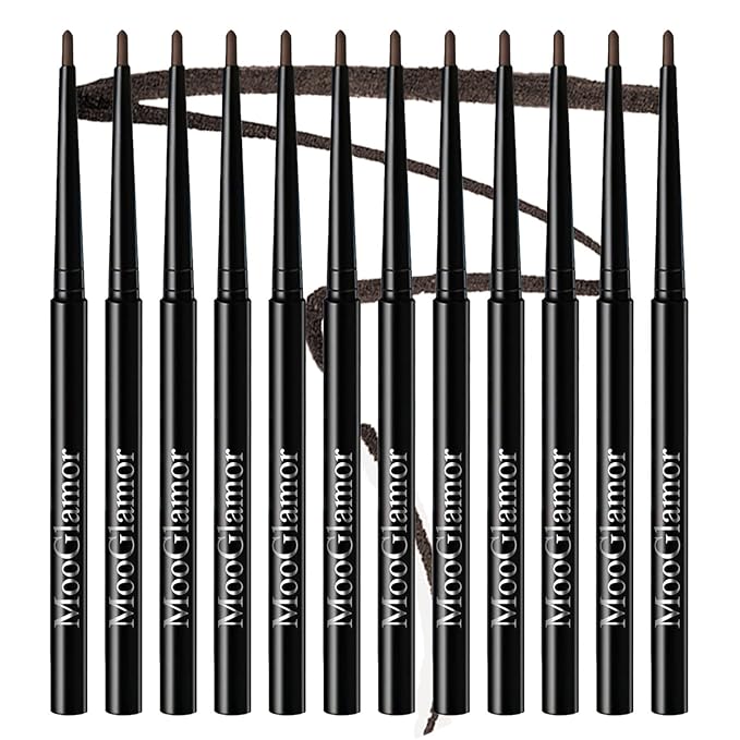 12 Pcs Brown Eyeliner Pencil Gel Eyeliner Pen with Retractable and Waterproof Eye Liner for Bold and Defined Eye Liner (Brown)
