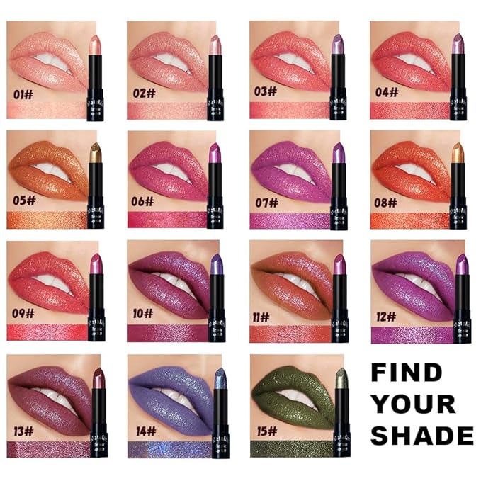 Dark Brown Metallic Lipstick for Women,Lightweight Non-Drying Shimmer Frosted Lipsticks,Glitter Lip Gloss Stain Long Lasting Waterproof No Smudge Proof No Transfer 12 Hour,Cruelty-Free Makeup
