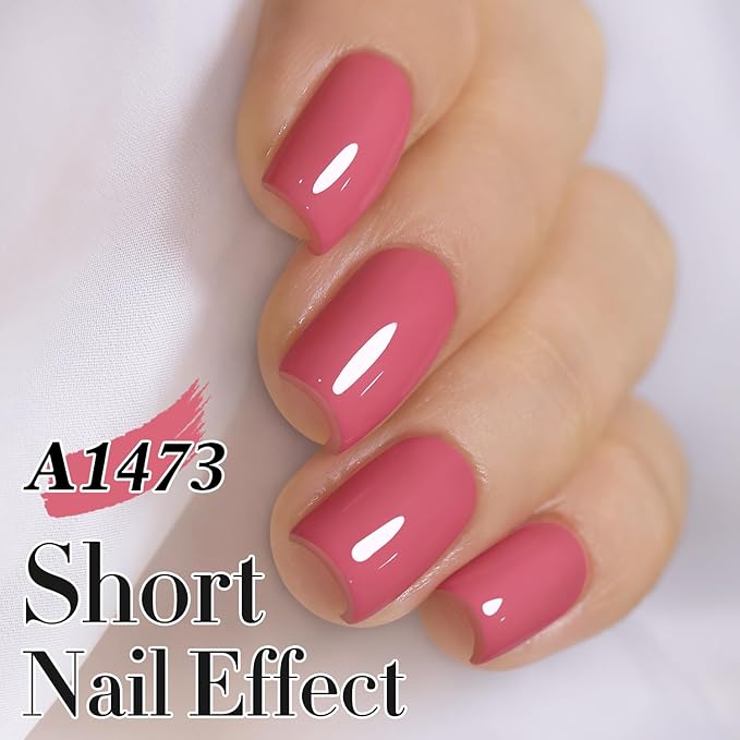 Double Rhythm 15ML Gel Polish Pure Sheer Same Color Same Bottle Soak Off Gel Polish Art Manicure Salon DIY at Home for Women (Rose Pink-A1473)