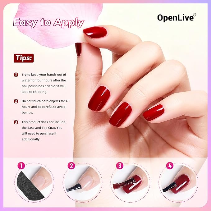 10ml Red Nail Polish Set 6 Colors Rose Red All Seasons Neutral Color Fast Dry Nail Polish Set for Women Salon DIY Nail Art