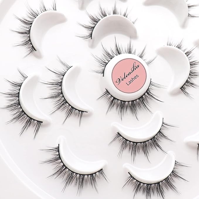 Veleasha 5D Faux Mink Lashes - Luxurious Manga Spike Lashes, 7 Pairs Pack