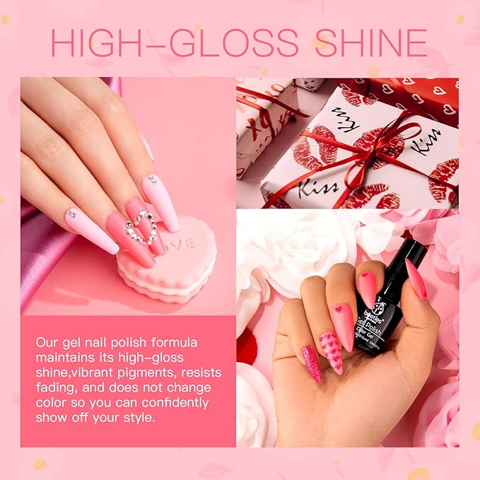 Beetles Pink Gel Nail Polish Nude Pink Rose Red Milky White Gel Polish Set Sweetheart Candies Collection Soak Off UV LED Gifts for Mom
