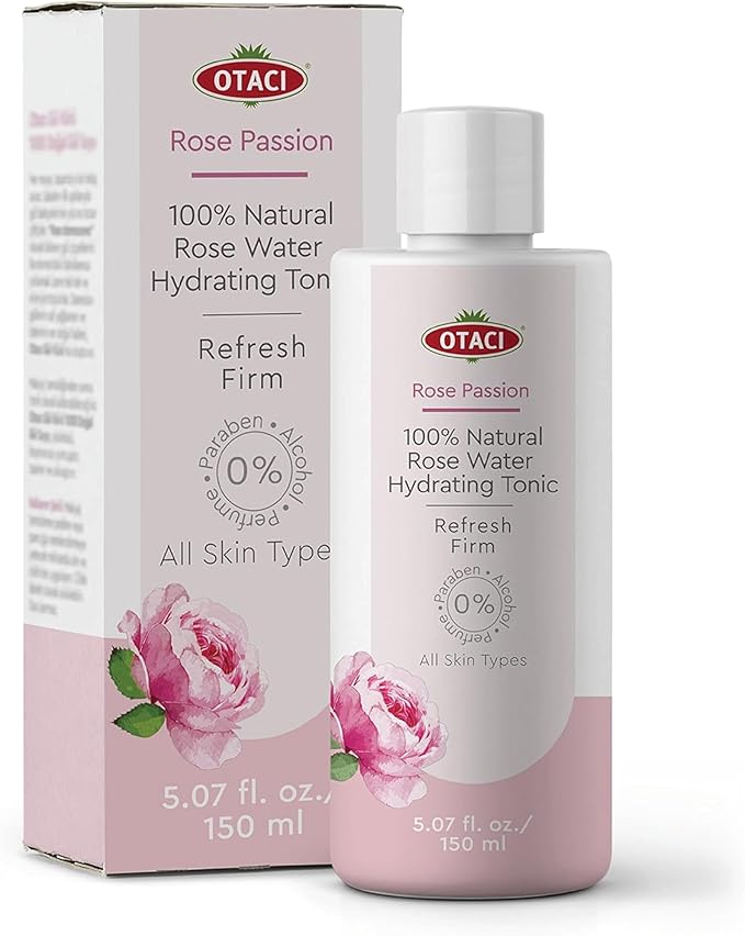 OTACI Rose Passion 100% Natural Rose Water Hydrating Toner, Facial Skin Moisturizer Hydrating Natural Cleanser