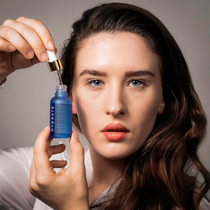 GUNILLA Hyaluronic Acid & Ginseng Serum: Vegan. Plant-Based Anti-Aging Serum, Plumping, Firming & Hydrating, Reduce the Appearance of Wrinkles. 14 Actives & Herbals. Natural. Oil-Free. 1 oz