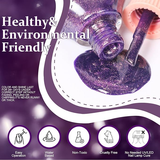 Major Dijit Quick Dry Nail Polish 12ml/0.41fl oz Charm Purple Regular Nail Lacquer Fast Drying & Long Lasting Nail Polish Nail Art Effect for Nail Salon