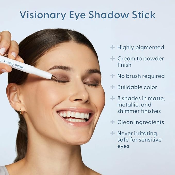 twenty/twenty beauty Visionary Eye Shadow Stick – Shimmer Cream Eye Shadow Pencil - Safe for Sensitive Eyes - Ophthalmologist Developed – Vegan, Cruelty-Free, Clean Ingredients (Starry Eyed)