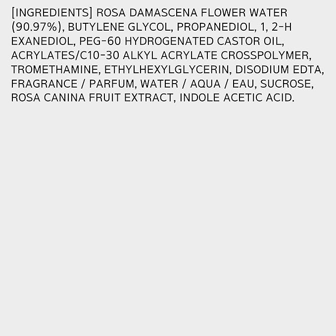 Mamonde Rose Water Vegan Toner for Face - 90.97% Pure Rosewater, Organic Certified, Soothing and Hydrating, Alcohol-Free, Korean Skin Care, 8.45 Fl Oz