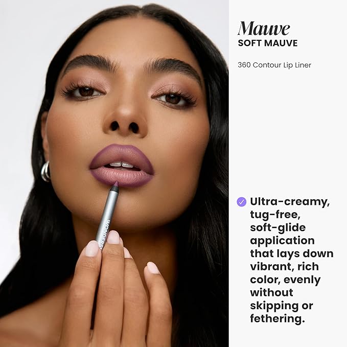 Wonderskin Lipliner Pencil - 360 Contour Lipliner, Long Lasting, Sharpenable Lip Pencil, Waterproof and Transfer-Proof Nude Lip Liner (Mauve)