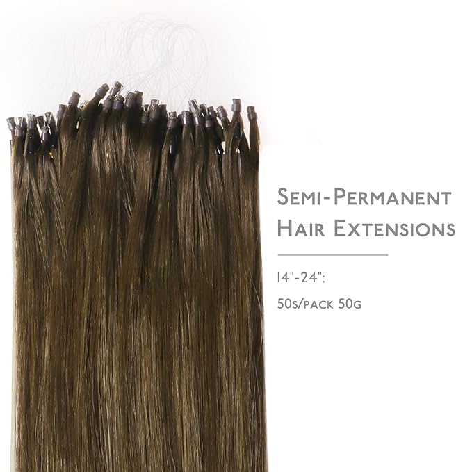 WENNALIFE Microlink Hair Extensions Human Hair, 50g 50s 24 Inch Ombre Walnut Brown to Ash Brown and Bleach Blonde Remy Micro Bead Hair Extensions Real Human Hair Micro Loop Micro Ring Hair Straight