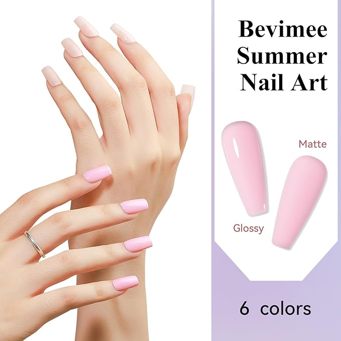 Nail Polish Set 6 Colors Pastel Quick Dry Nail Lacquer Sheer Pink, Purple, Light Blue, Nude Fast Dry Fingernail Polish Bulk DIY Salon Gift For Women Summer Colors,8lm/0.27fl.oz