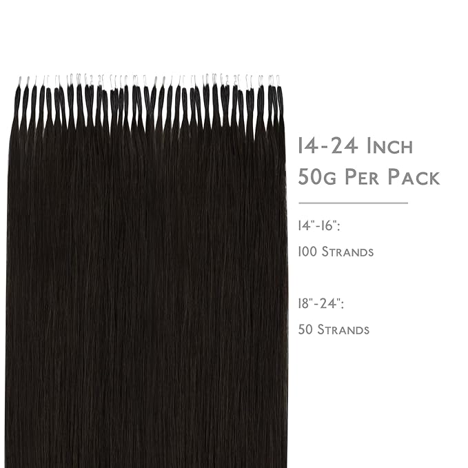 WENNALIFE Nano Bead Hair Extensions, 50g 50s 18 Inch Human Hair Dark Brown Real Invisible Nano Ring