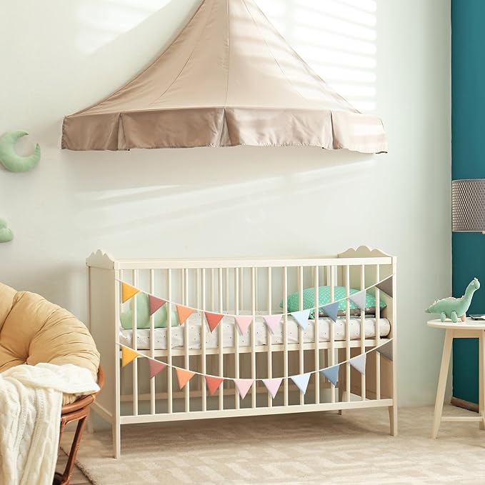 VitalCozy 17 ft Pennant Banner Flags, 2 Pcs Nursery Garland Triangle Bunting Flag Double Side Baby Banner for Boho Decor Baby Shower Birthday Wedding Party Event, Each 8.5 ft(Bright Colors)