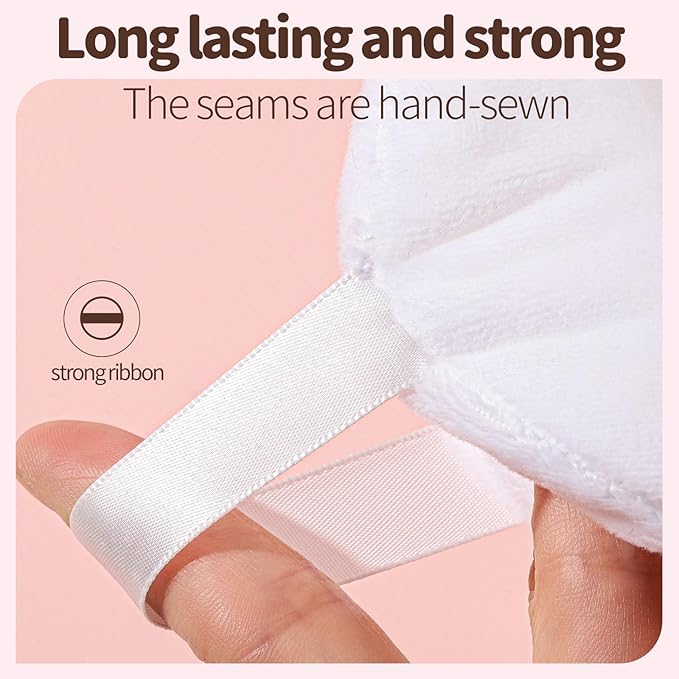 Teenitor 2pcs Powder Puff 3.54inch Medium Body Powder Puff, Powder Puff for Body Powder, Powder Puffs, Soft Velour Powder Puffs, Body Powder Puff and Container White