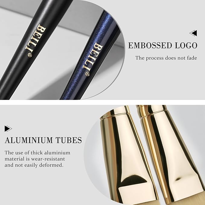 BEILI Foundation Brush Set for Liquid Mask Concealer Makeup Flat Foundation Makeup Brushes for Liquid Cream Foundation Powder Buffing Blending Premium Face Makeup Brushes(2Pcs)