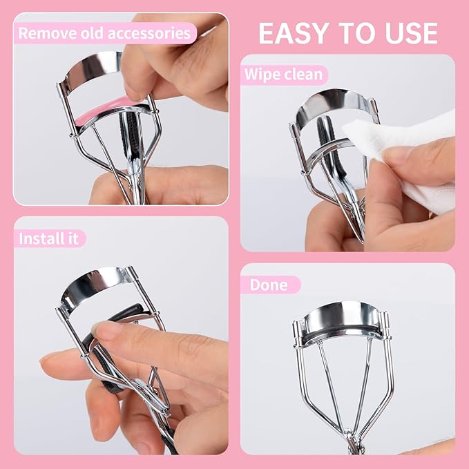 Soft Silicone Rubber Eyelash Curler Refills Compatible with Shiseido, Tweezerman, Revlon, Shu Uemura, Surratt, e.l.f Eyelash Curler for Travel Portable Carry,Cosmetic Accessory,6PCS (Black)