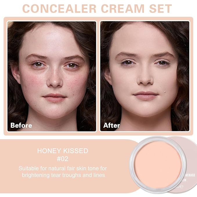 Under Eye Concealer for Dark Circles,Pro Full Coverage Concealer Makeup,Long-lasting Color Corrector for Dark Circles,Waterproof Under Eye Brightener,Corrector de Ojeras (02 HONEY KISSED)