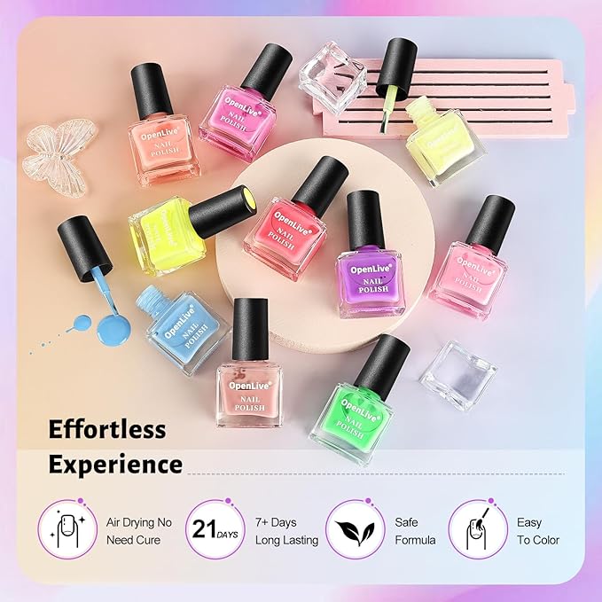 Nail Polish Set, 10 Color With 2PCS Base and Top Coat Nail Polish