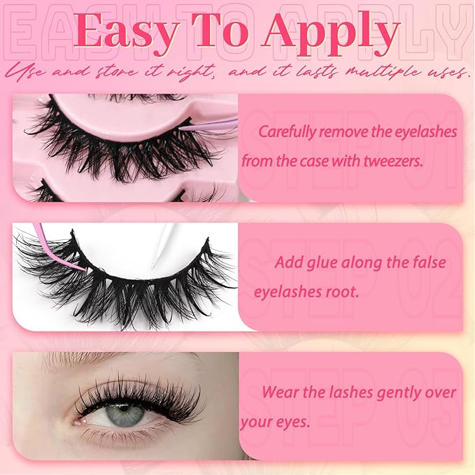 Ahrikiss Lashes Fluffy Eyelashes Wispy False Eyelashes Spiky Manga Lashes D Curl Cat Eye Lashes Natural Look 8D Volume Anime Fake Eyelashes Faux Mink Lashes 14 Pairs Pack (Spike02)