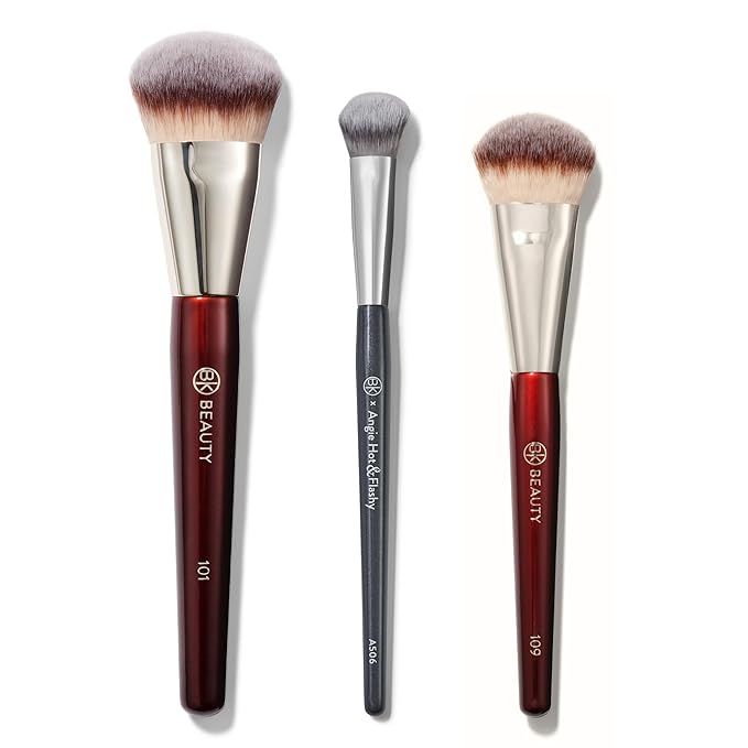 BK Beauty Brushes Set - A506, 109 & 101 Concealer, Contoured Foundation, and Mini Foundation Brushes - Essential Makeup Brush Trio for Flawless Application