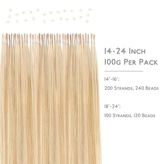 WENNALIFE I Tip Hair Extensions Human Hair, 50g 50s 18 Inch Dirty Blonde Highlighted Bleach Blonde Remy Itip Human Hair Extensions Invisible Itips Straight I Tips Fusion Extensions Real Human Hair