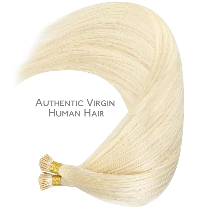 WENNALIFE I Tip Hair Extensions 20 Inch Platinum Blonde Remy Itip Human Hair, 100g 100s Invisible Straight Cold Fusion Extensions Real Human for Women
