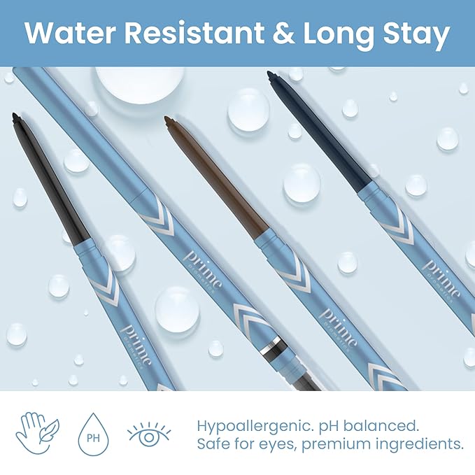 PRIME PROMETICS PrimeEyes Glide Eyeliner for Mature Women – Waterproof, Long-Stay and Mess-Proof – Gel Creme Texture, Discreet Sharpener and Effective Smudger (Emerald)