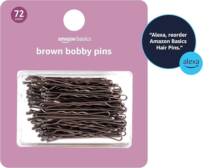 Amazon Basics Bobby Pins in Case Brown 72 Count (Pack of 4)