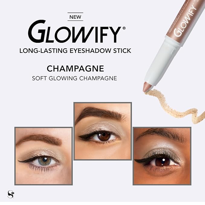SeneGence Glowify Long-Lasting Eyeshadow Stick, Champagne, Multi-Use Highlighter for Eyes, Cheeks, Brow Bone, Effortless Application with Smooth, Velvety Finish