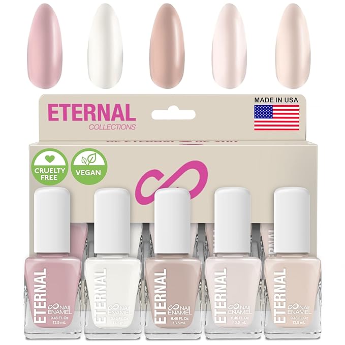 Eternal Pastel Nail Polish Set for Women (CLASSIC ME) - Nude Nail Polish Set for Girls - Lasting & Quick Dry Pink Nail Polish Kit for Home DIY Manicure & Pedicure - Made in USA, 13.5mL (Set of 5)