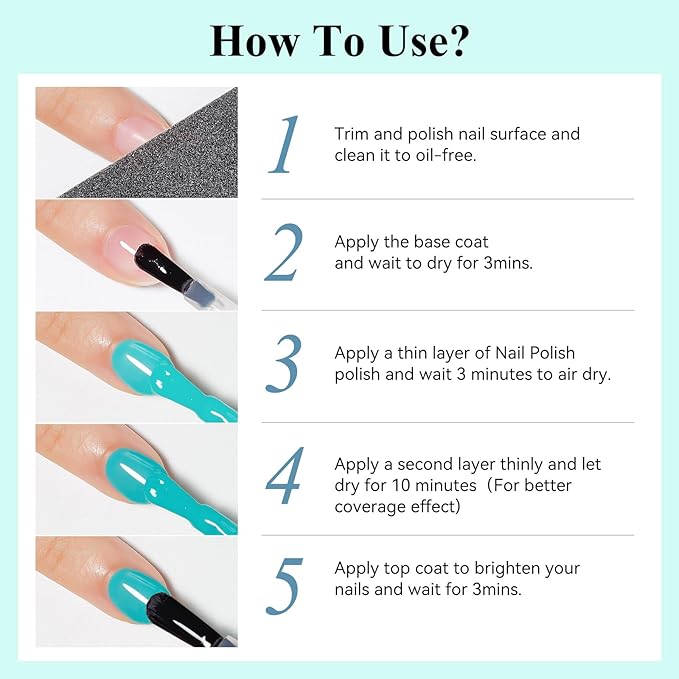 Quick Dry Nail Polish, Pastel Green Nail Lacquer Regular Fast Dry Fingernail Polish Bulk Non Gel Long-Lasting DIY Salon Gift For Women