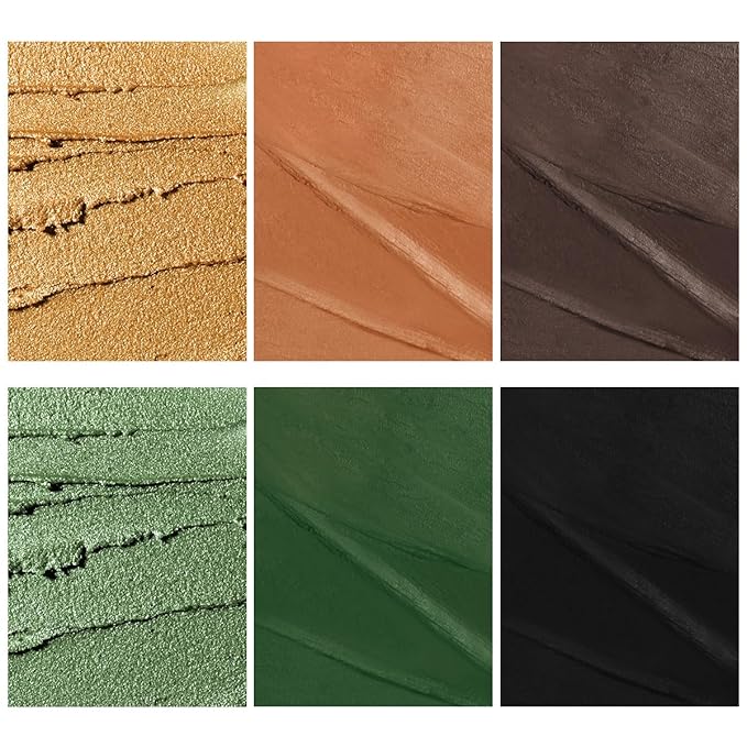 FIREFLIES LIGHT Eyeshadow Stick Makeup 6PCS Set, Green Metallic Shimmer Matte Cream Eye Shadow Eyeliner Brightener Pencil Crayon - FIREFLIES LIGHT