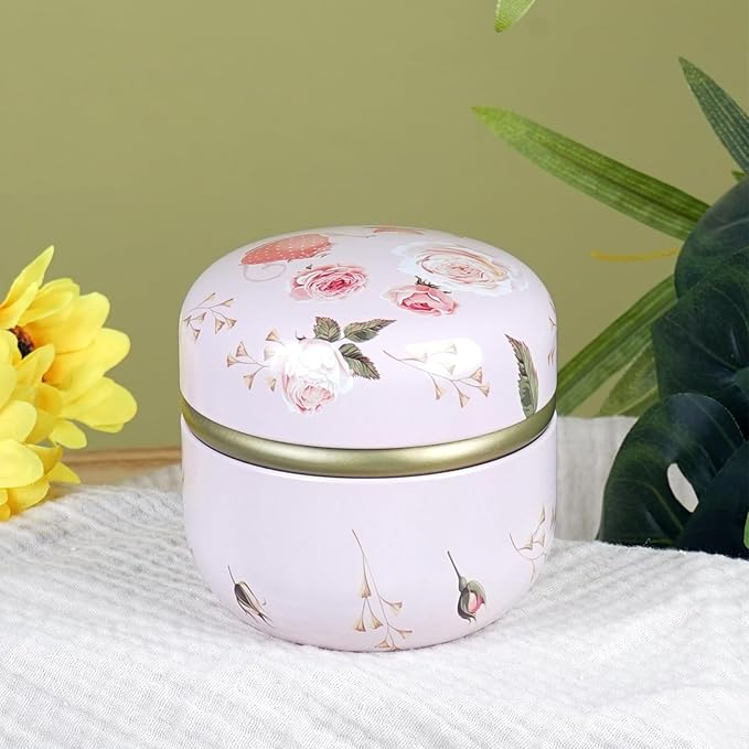 SHIMIDO Body Powder Puff and Container, 3.15" Portable Empty Body Powder Container for Baby Women's Loose Dusting Powder, Powder Case Box with Lids for Bath, Travel and Home Use (Old time)