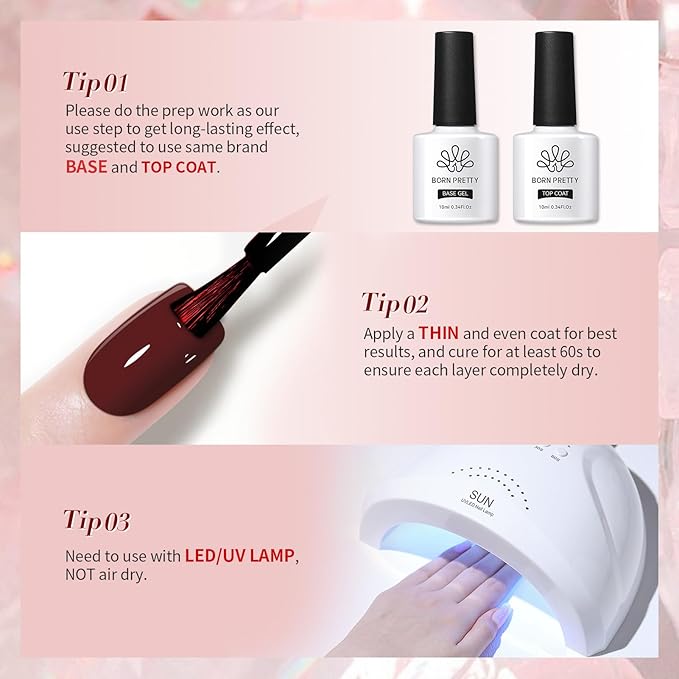 Born Pretty Red Gel Nail Polish Set 6Colors Dark Burgundy Wine Red Bloody Mary Collection Popular Shimmer Glitter Halloween Nail Gel Nails Art Design Minicure DIY Salon and Home 7ml