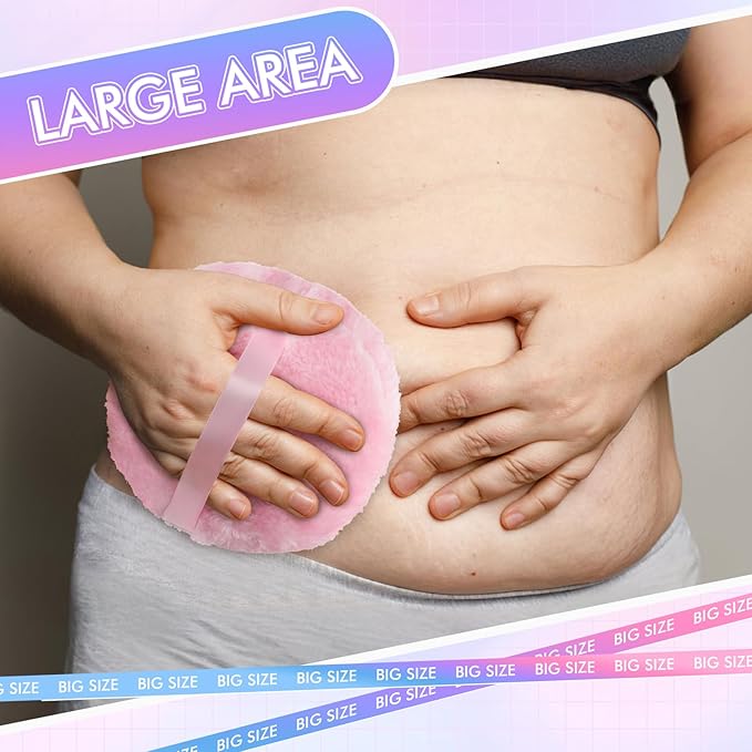 WSYUB Extra-Large Body Powder Puff - 6 Inch Ultra Soft Fluffy Velour Powder Puff, Pink