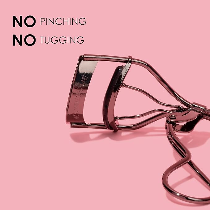 JAPONESQUE Extreme Lash Curler - Scissor Comfort Handle, Deep Curl, Keeps Lashes Curled for 8 Hours, High Arch Design, for Natural or False Lashes, Includes 1 Refill Pad (Gunmetal)