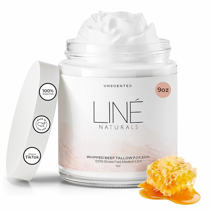 Whipped Organic Grass-Fed Beef Tallow for Skin - 100% Pure, Non-Greasy, Natural Beef Tallow Moisturizer for Face and Body. Honey Beef Tallow Balm – Soothes Sensitive Skin, Absorbs Quickly