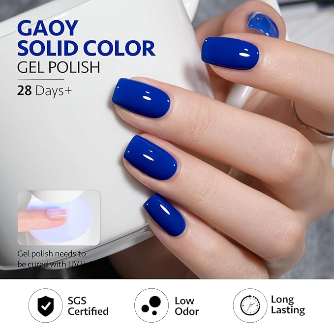 GAOY Blue Gel Nail Polish, Royal Navy Baby Bright Llight Blue Gel Polish Kit for Salon Manicure and Nail Art DIY at Home