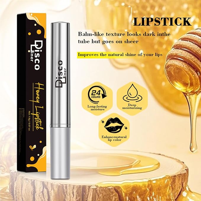 Honey Lipstick Lip Tinted Lip Balm, Creamy Texture Nourishing Moisturizing Deep to Sheer Pigment Emollient, Enriched Lipstick Enhances Natural Color, Smooth Application Seamless Blend