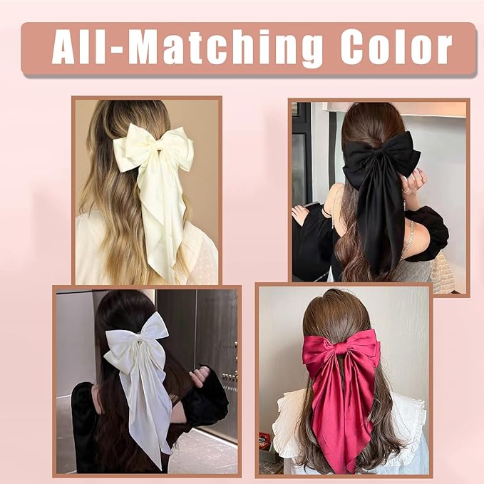 10 PCS Hair Bows,Hair Bows for Women,Hair Ribbons,Oversized Long-tail Cute Aesthetic Hair Accessories,Large Hair Barrettes for Women,Big Hair Bow,Big Bows for Girls