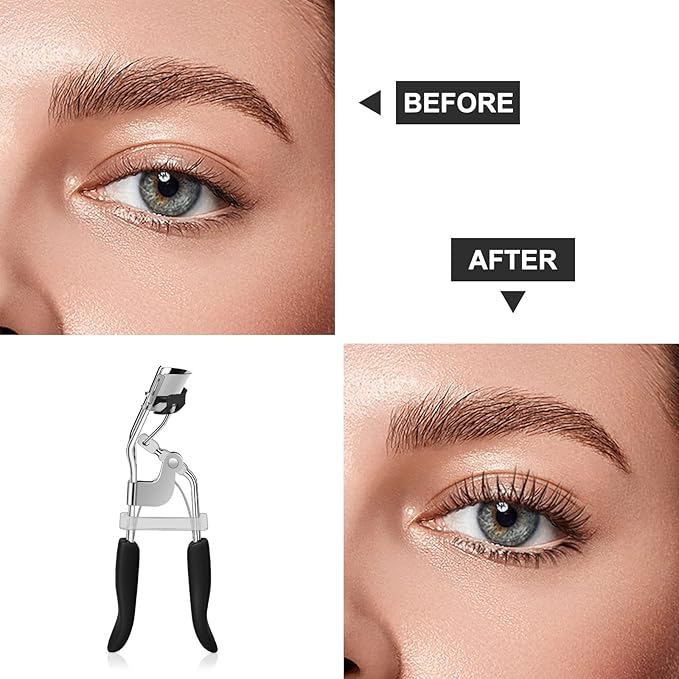 Eyelash Curler with Comb Fit All Eye Shape Curved Eyelash Curlers,Natural and Long Lasting Lash Curler for Women Make Up Gift(Black