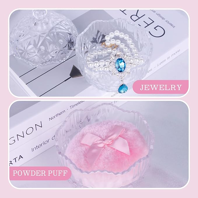 Large Body Powder Puffs and Containers, Crystal Clear Powder Container with Soft Power Puffs, Reusable Dusting Powder Case with Washable Velvet Face Body Glitter Puffs Wet and Dry Makeup
