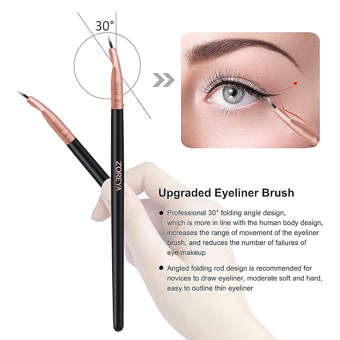 ZOREYA Makeup Brush Set - 15 Pcs Premium Synthetic Foundation Concealers Eye Shadows Make Up Brush,Eyeliner Brushes(RoseGold)