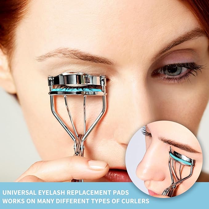 Soft Silicone Rubber Eyelash Curler Refills Compatible with Shiseido, Tweezerman, Revlon, Shu Uemura, Surratt, e.l.f Eyelash Curler for Travel Portable Carry,Cosmetic Accessory,6PCS (Blue)