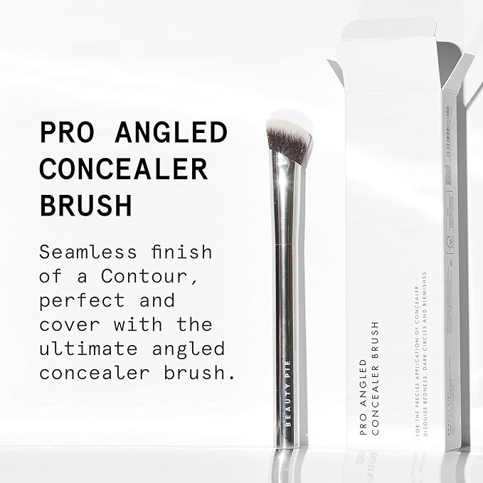 Beauty Pie Pro Angled Concealer Brush, Contour, perfect and cover with the ultimate angled concealer brush, From one of the world's leading labs, Professional luxury quality, Vegan.